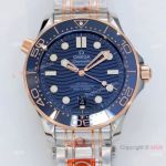 Swiss Replica Omega Seamaster Diver 300M OR 8800 Watch - Two Tone Rose Gold Blue Dial